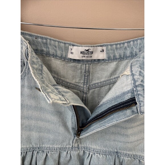 Hollister Juniors 7 Denim Skirt Flared Light Wash W28 - Picture 5 of 8